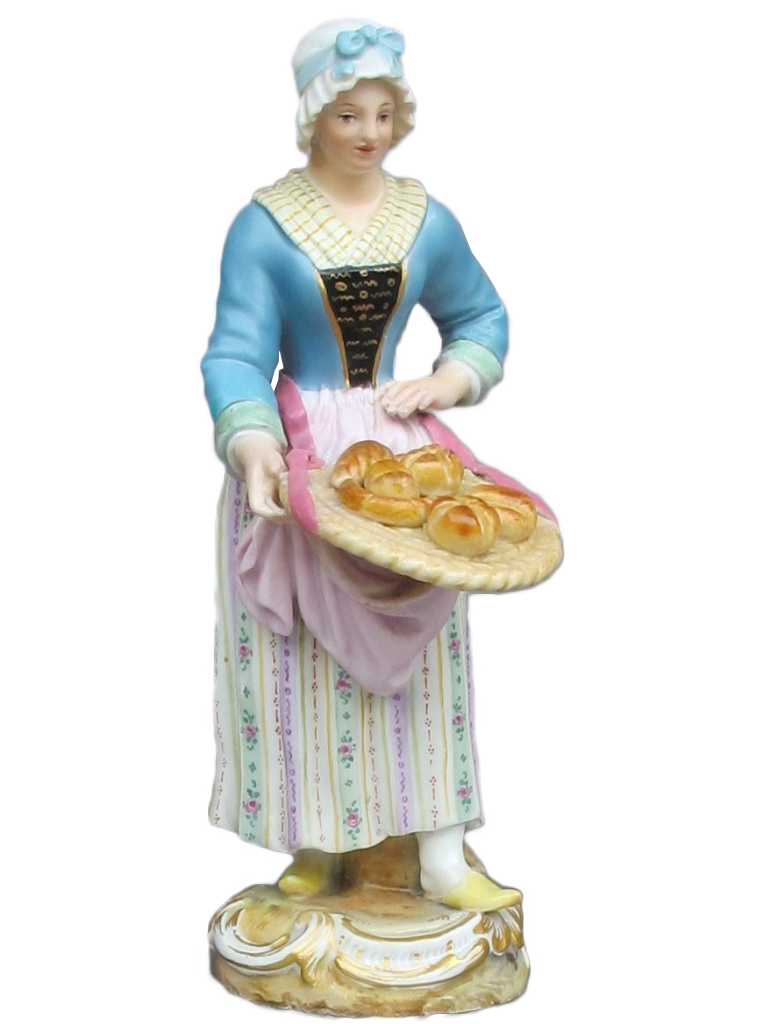 マイセン　人形　磁器　パリの物売りシリーズ　パンをうる女性